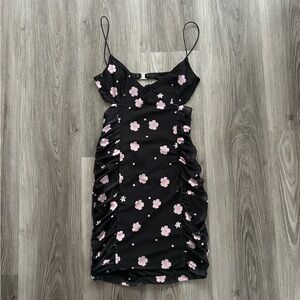 Floral Black Mini Dress